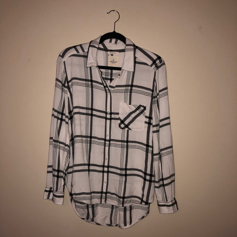 AEO BLACK & WHITE FLANNEL